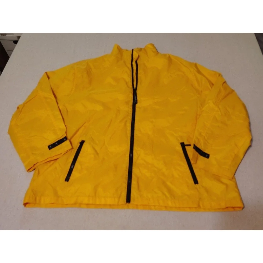 Eddie Bauer Yellow Nylon Zip Up Jacket Men XL Outdoor Hike‎ Rain Wind Breaker 11